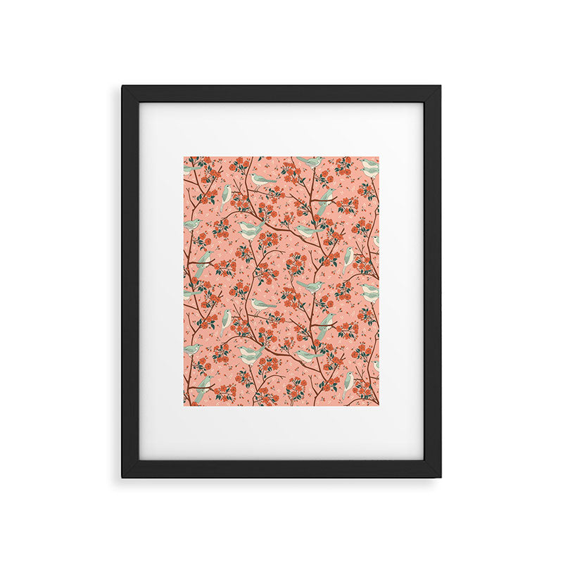 Birds In Cherry Blossom Trees Framed Art Print Gallery Image 6