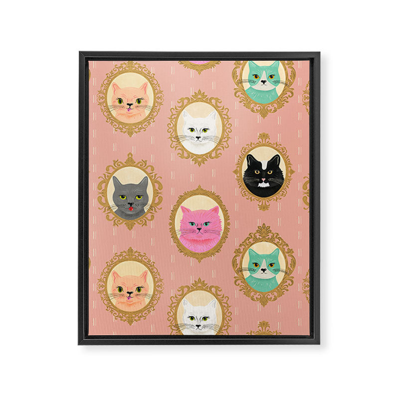 Cat Cameos - Cute Kitty Portraits Framed Canvas Print Gallery Image 8