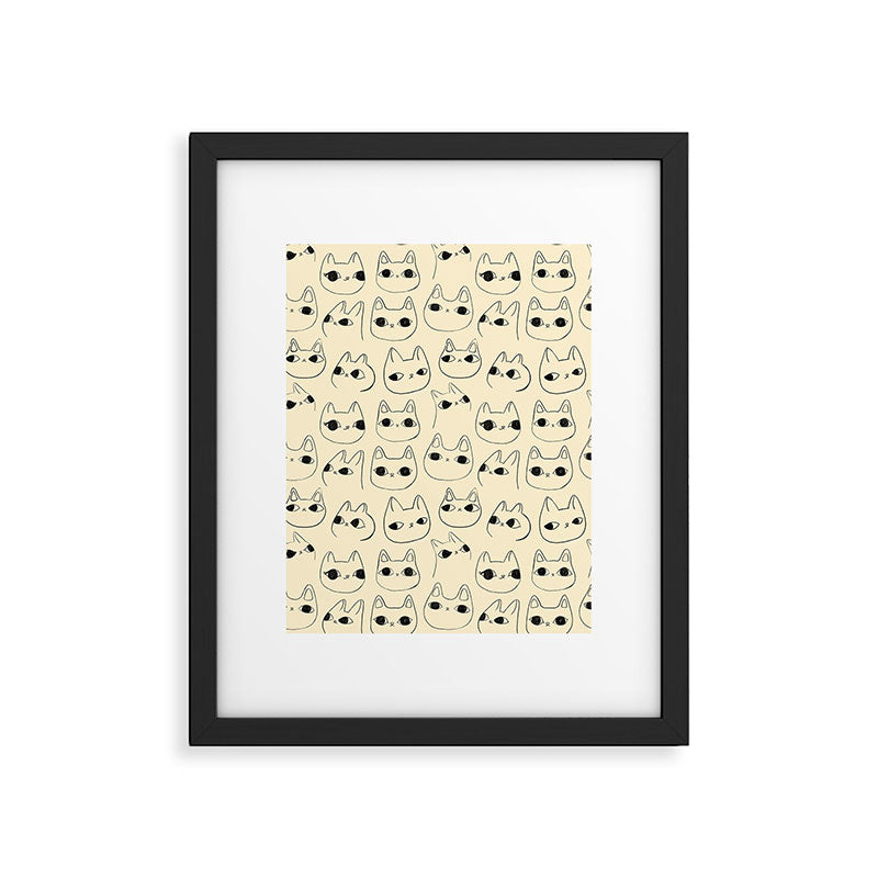 Cute Kawaii Cat Face Doodle Sketch Drawings Framed Art Print Gallery Image 6