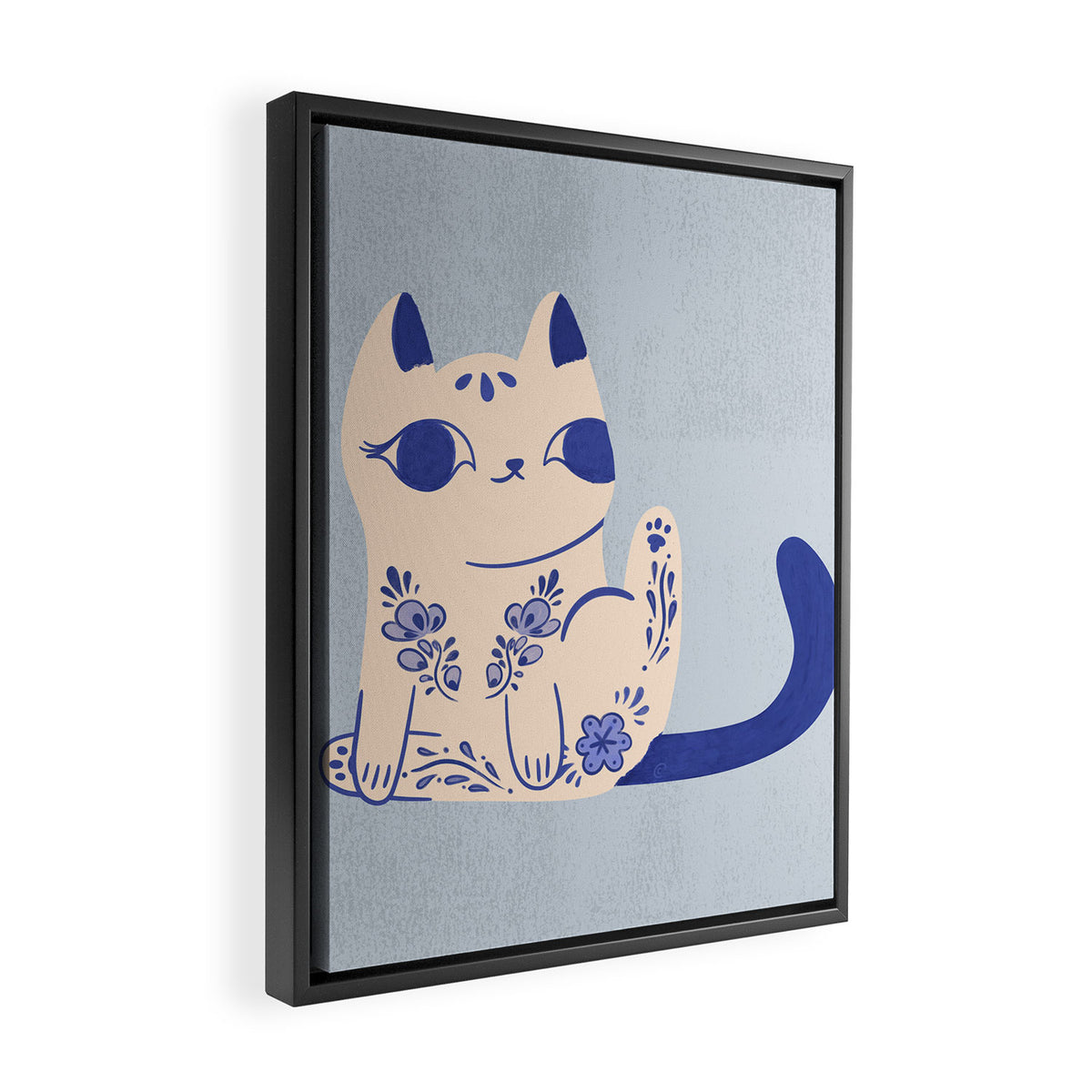 Delft Pottery Cat Butt Framed Canvas Print Gallery Image 2
