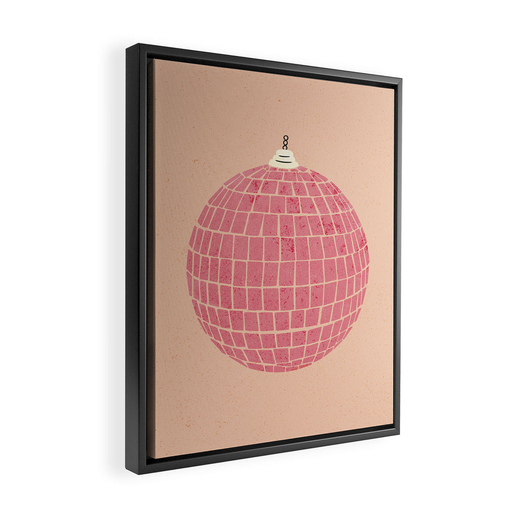 Disco Ball in Pink Framed Canvas Print Gallery Image 2