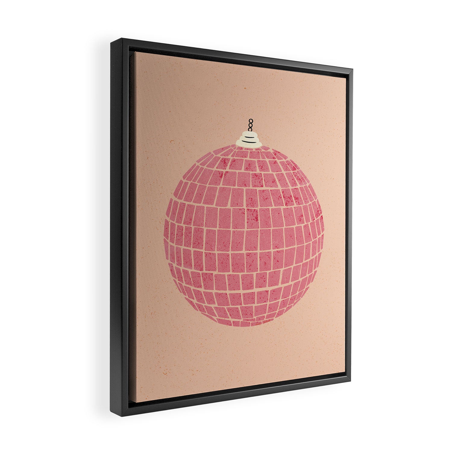 Disco Ball in Pink Framed Canvas Print Gallery Image 2