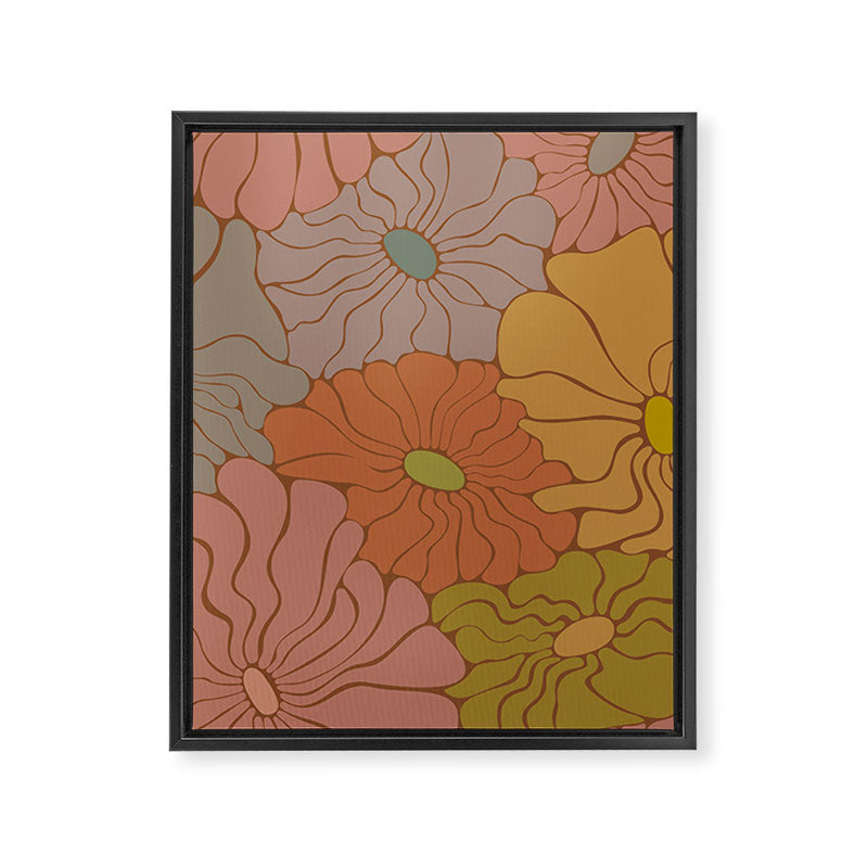 Exotic Groovy Flowers - Earthy Neutral Boho Garden Framed Canvas Print Gallery Image 8