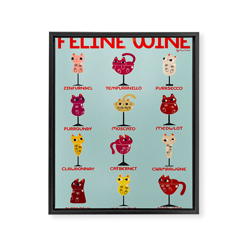Feline Wine - Cats in Wine Glasses Framed Canvas Print Gallery Image 6