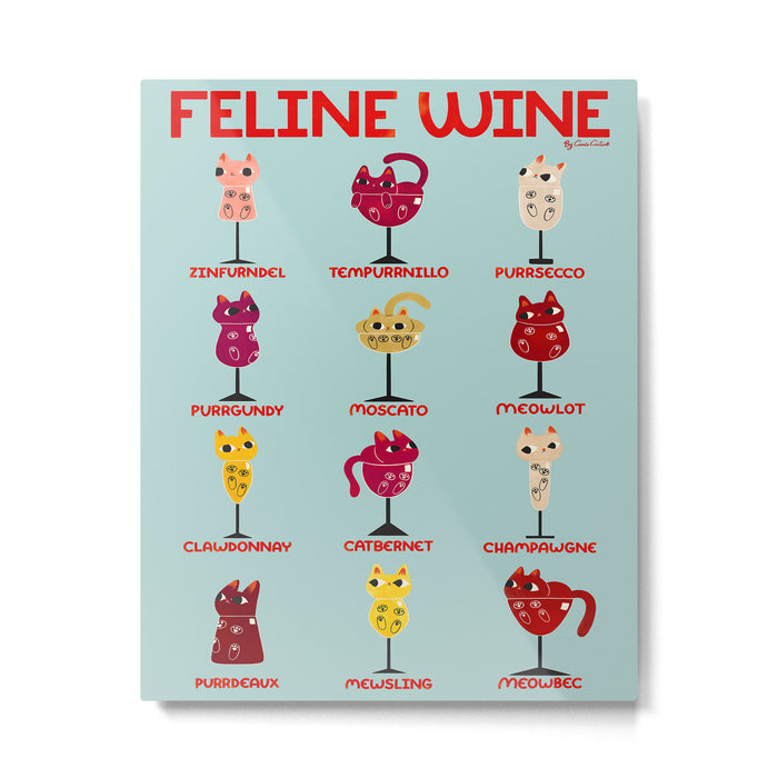 Feline Wine - Cats in Wine Glasses Metal Print Gallery Image 1