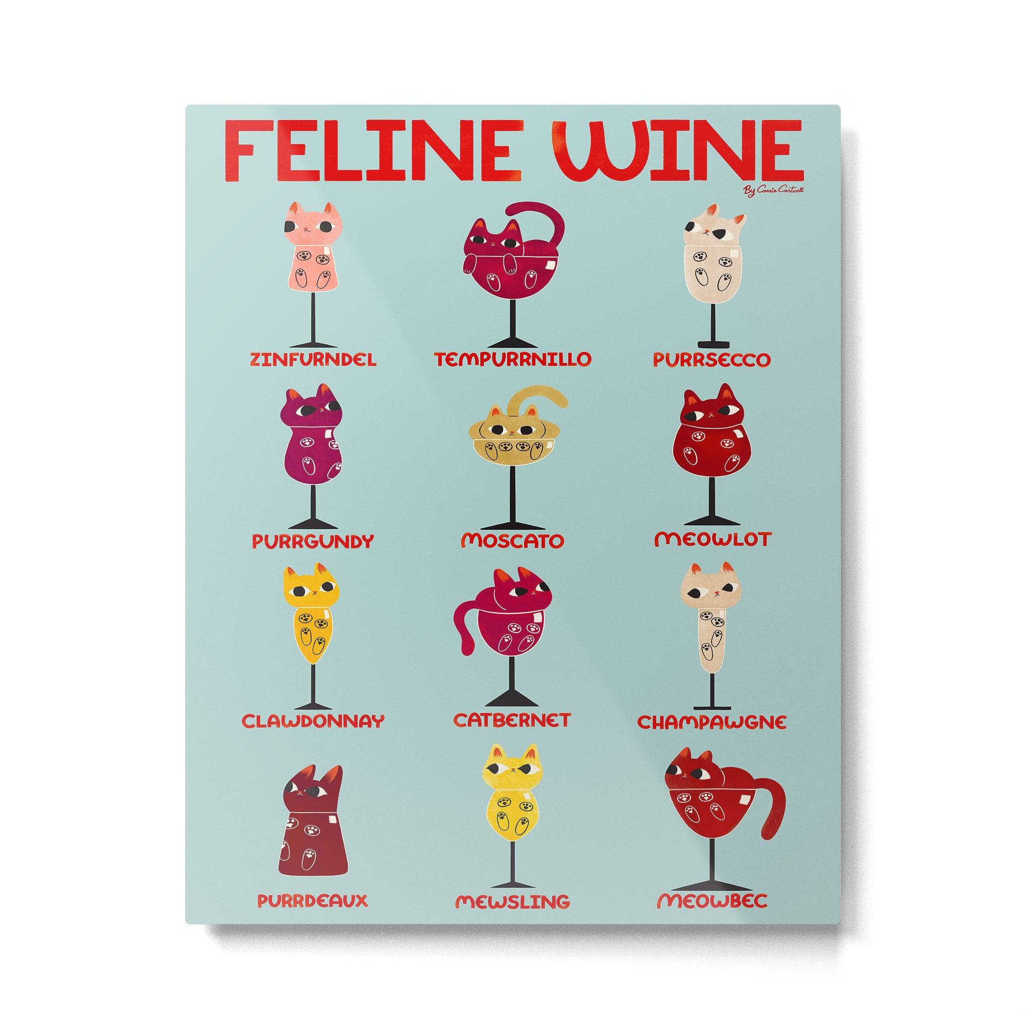 Feline Wine - Cats in Wine Glasses Metal Print Gallery Image 4
