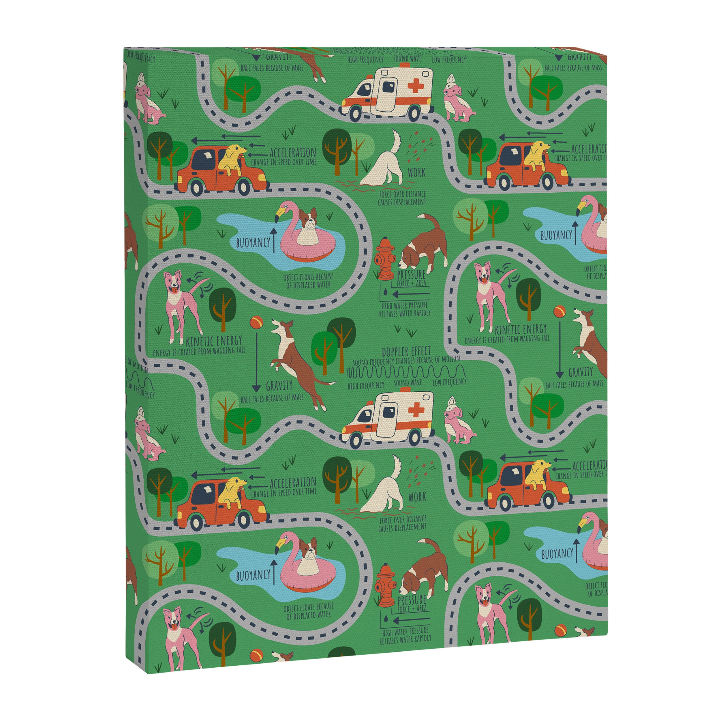 Fursics Cute Dog Park Physics Learning Pattern by Carrie Cantwell Educational STEM Playmat Design Canvas Print Gallery Image 8