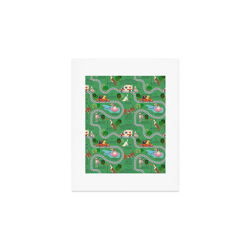 Fursics Cute Dog Park Physics Learning Pattern by Carrie Cantwell Educational STEM Playmat Design Art Print Gallery Image 1