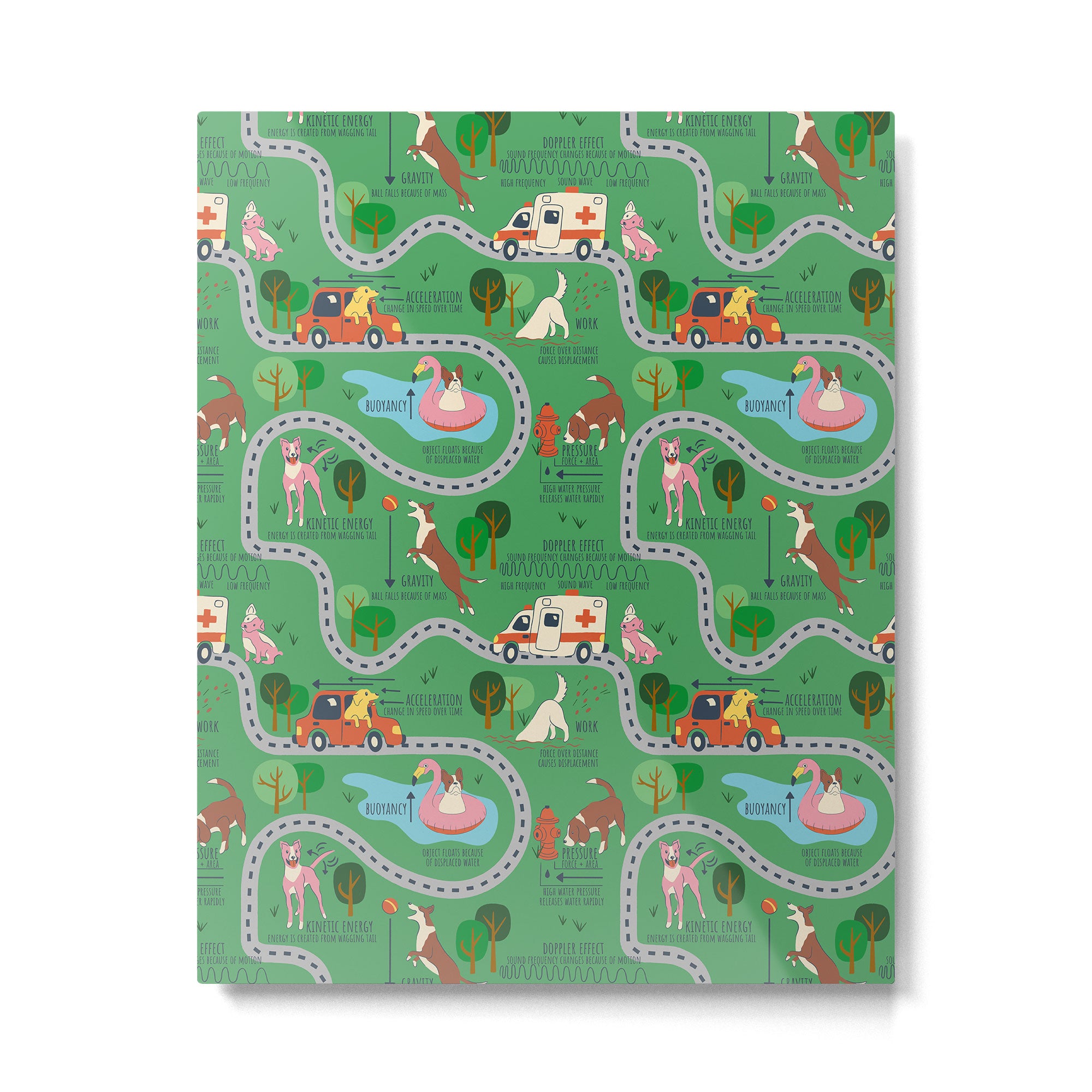 Fursics Cute Dog Park Physics Learning Pattern by Carrie Cantwell Educational STEM Playmat Design Metal Print Gallery Image 6