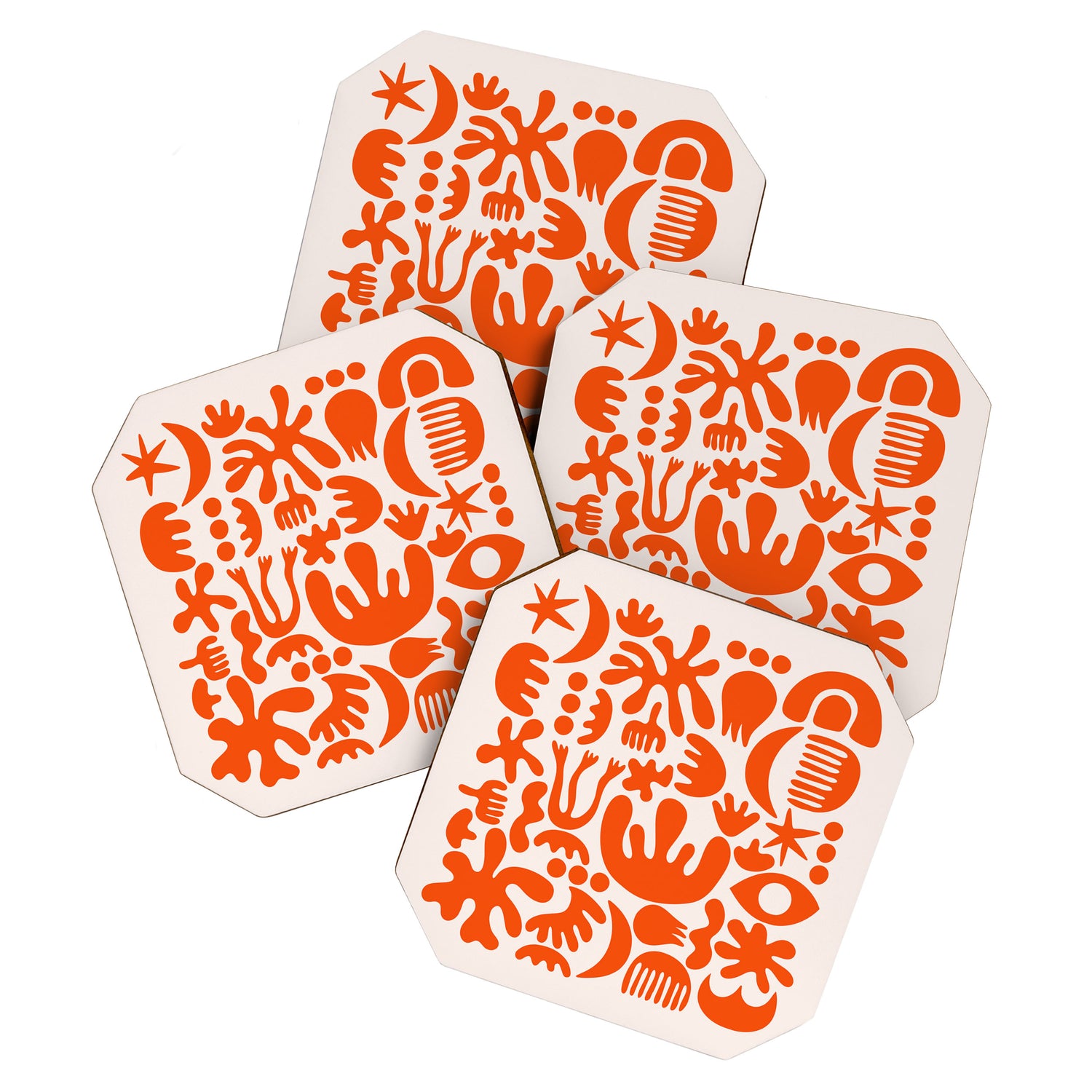 Matisse Inspired Cutouts - Abstract Painting Art Print - Red Coaster Gallery Image 1