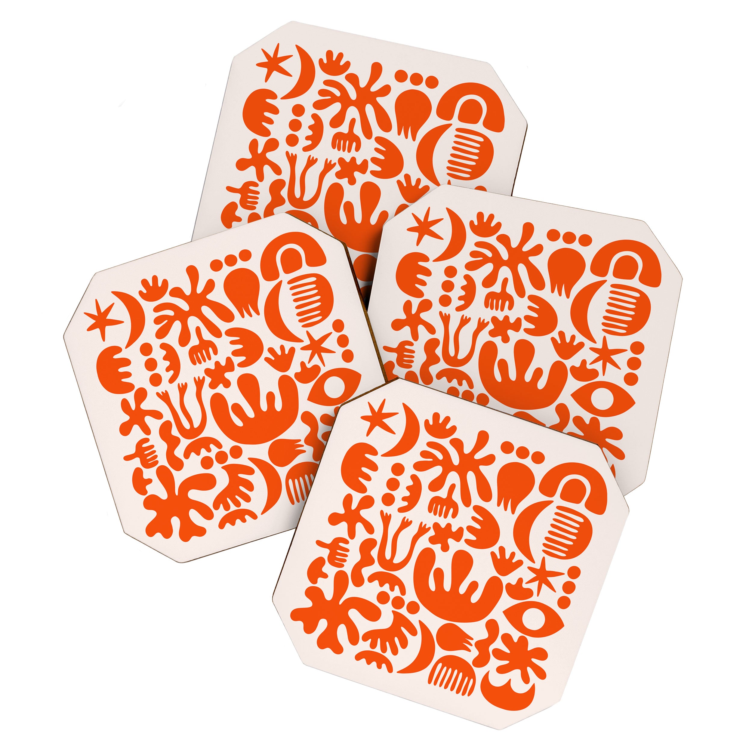 Matisse Inspired Cutouts - Abstract Painting Art Print - Red Coaster Gallery Image 1
