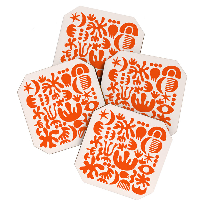 Matisse Inspired Cutouts - Abstract Painting Art Print - Red Coaster Gallery Image 1