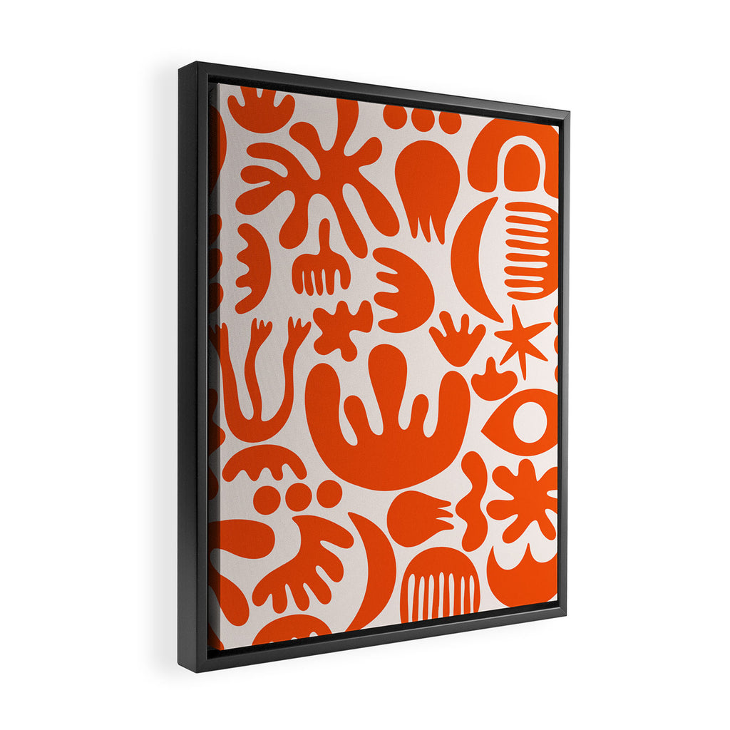 Matisse Inspired Cutouts - Abstract Painting Art Print - Red Framed Canvas Print Gallery Image 2