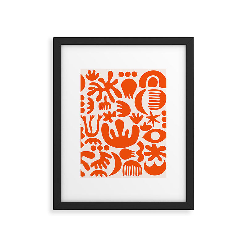 Matisse Inspired Cutouts - Abstract Painting Art Print - Red Framed Art Print Gallery Image 6