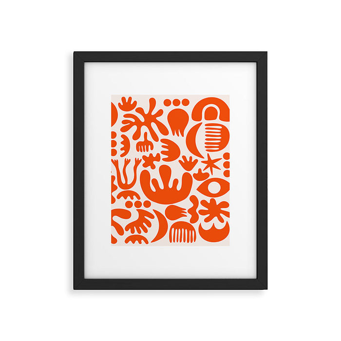 Matisse Inspired Cutouts - Abstract Painting Art Print - Red Framed Art Print Gallery Image 1