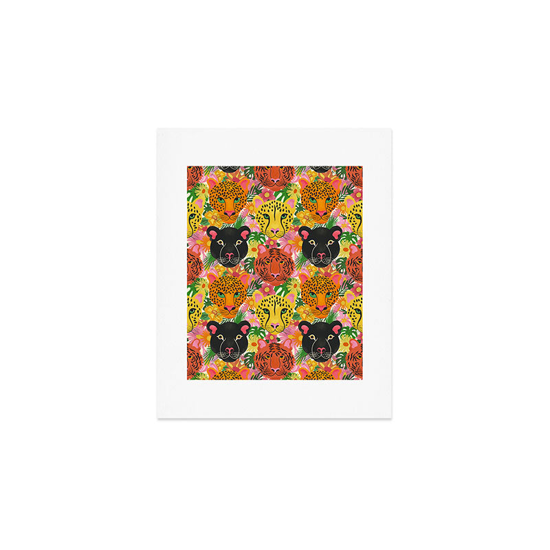 Maximalist Jungle Tiger Cheetah Leopard and Jaguar Art Print Gallery Image 1