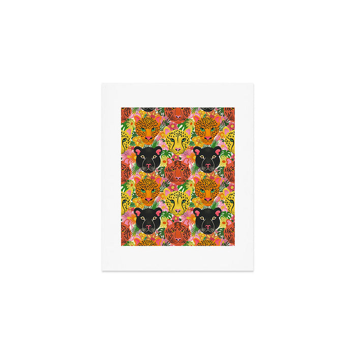 Maximalist Jungle Tiger Cheetah Leopard and Jaguar Art Print Gallery Image 1
