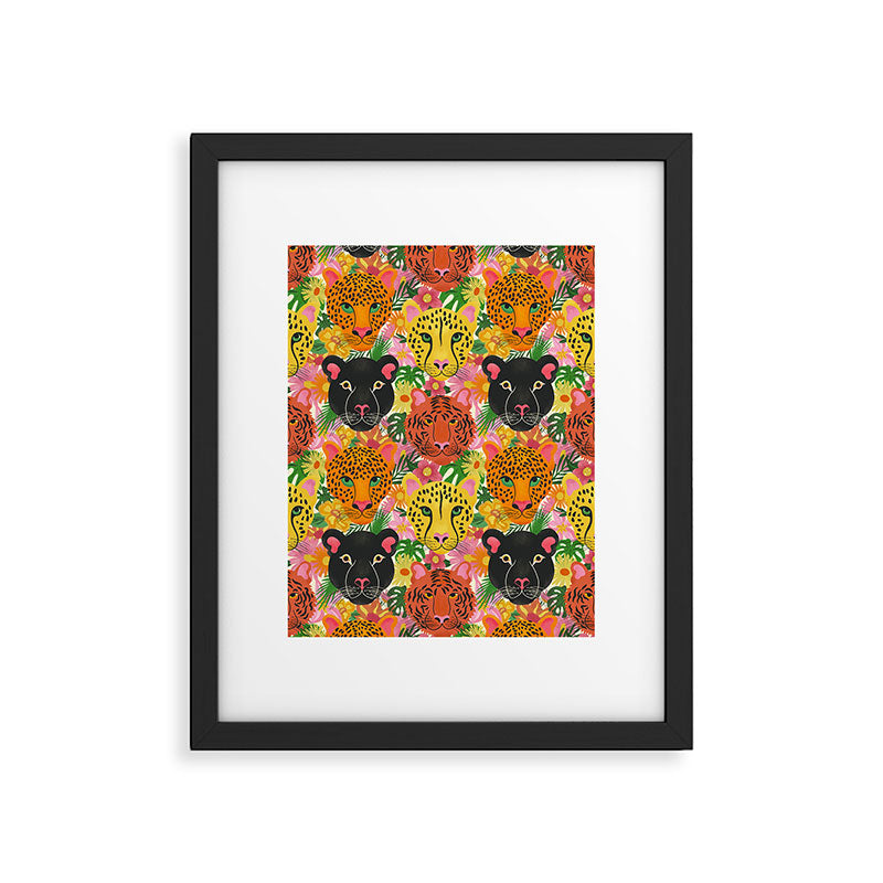 Maximalist Jungle Tiger Cheetah Leopard and Jaguar Framed Art Print Gallery Image 6