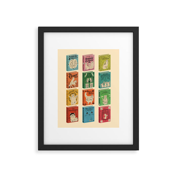 Meowsterpieces of Kiterature - Cat Literature Puns Framed Art Print Gallery Image 1
