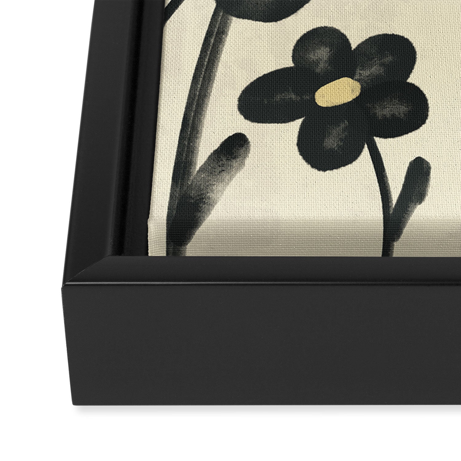 Minimalist Black Flowers Framed Canvas Print Gallery Image 3