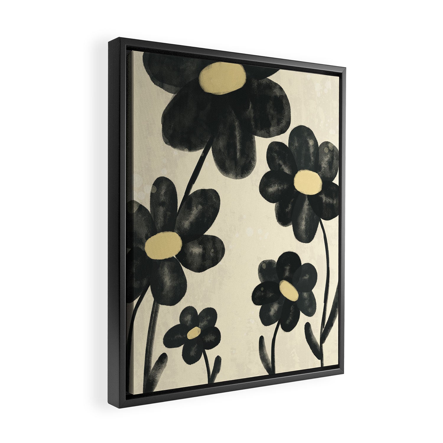 Minimalist Black Flowers Framed Canvas Print Gallery Image 2