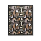 Modern Abstract Geometric Neutral Dark Earthy Tones with Natural Fabric Texture Framed Canvas Print Gallery Image 8