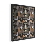 Modern Abstract Geometric Neutral Dark Earthy Tones with Natural Fabric Texture Framed Canvas Print Gallery Image 2