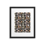 Modern Abstract Geometric Neutral Dark Earthy Tones with Natural Fabric Texture Framed Art Print Gallery Image 6
