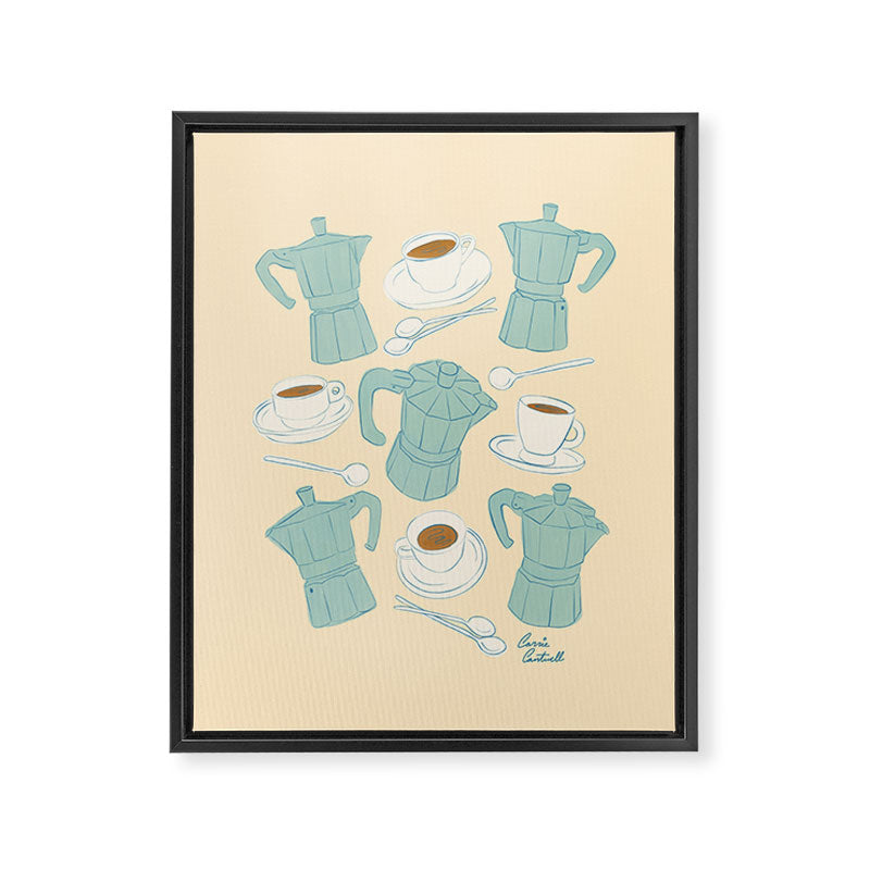 Moka Pots and Espresso Cups Framed Canvas Print Gallery Image 8