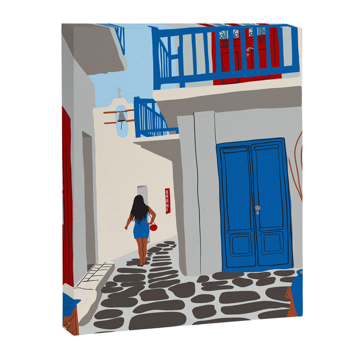 Mykonos Greece Alley - Summer Travel Europe Portrait Canvas Print Gallery Image 1