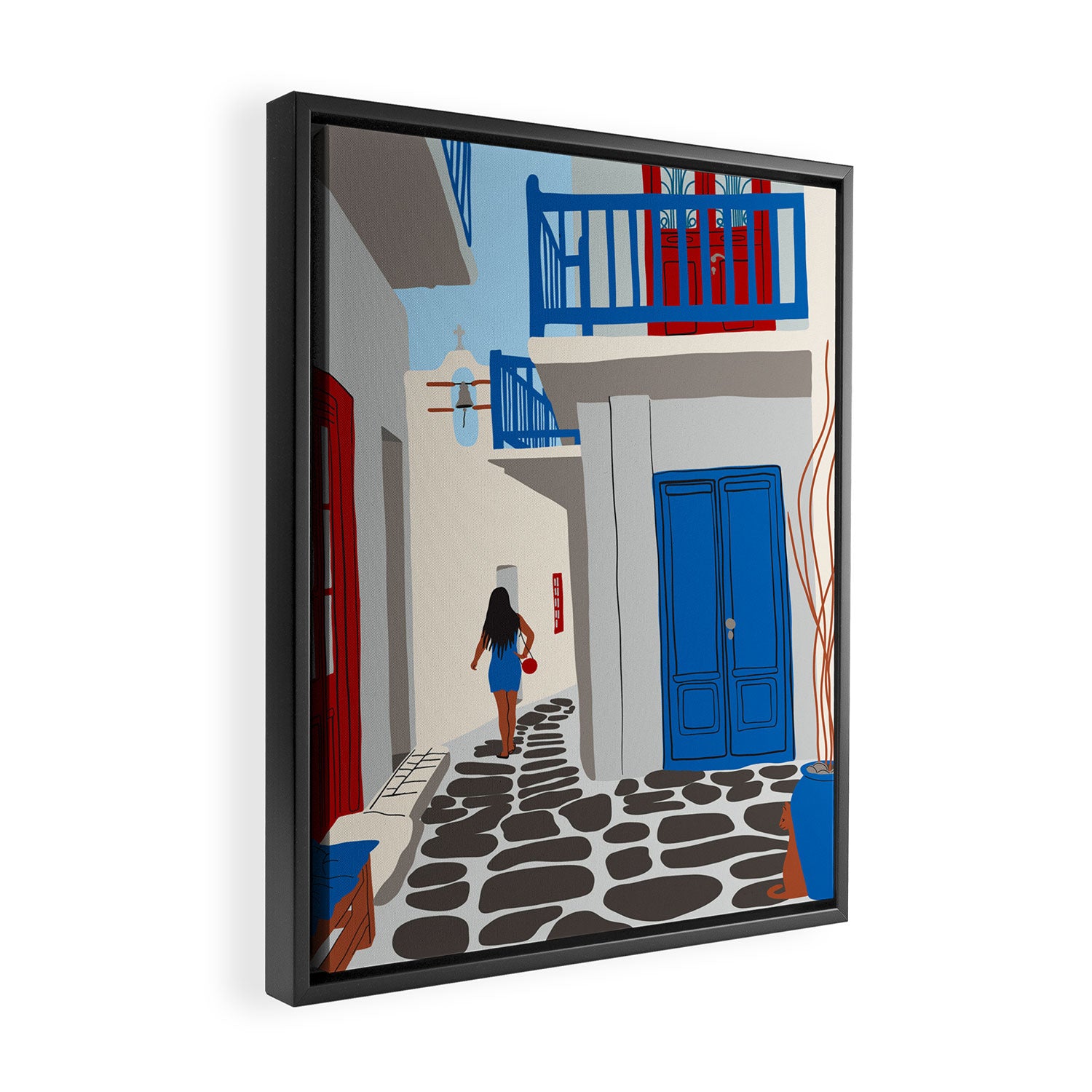 Mykonos Greece Alley - Summer Travel Europe Portrait Framed Canvas Print Gallery Image 2