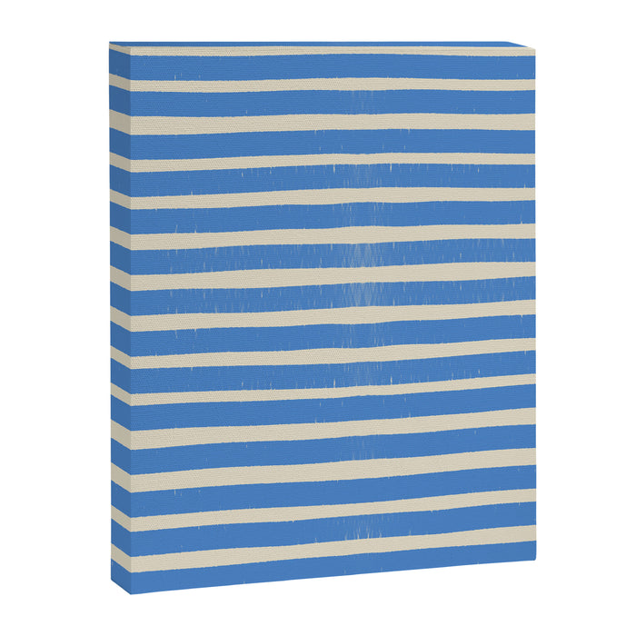 Nautical Blue White Stripes Hand Painted Coastal Pattern Canvas Print Gallery Image 1