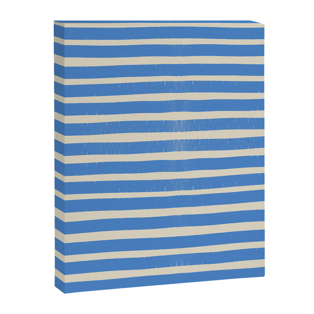 Nautical Blue White Stripes Hand Painted Coastal Pattern Canvas Print Gallery Image 8
