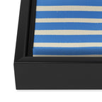 Nautical Blue White Stripes Hand Painted Coastal Pattern Framed Canvas Print Gallery Image 3