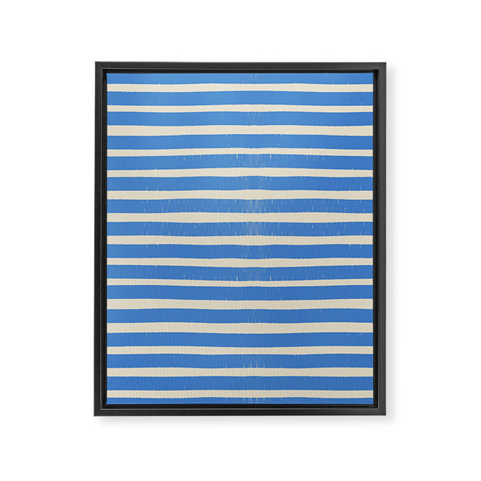 Nautical Blue White Stripes Hand Painted Coastal Pattern Framed Canvas Print Gallery Image 1