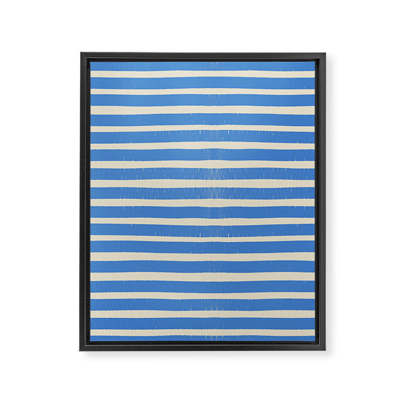Nautical Blue White Stripes Hand Painted Coastal Pattern Framed Canvas Print Gallery Image 8