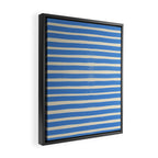 Nautical Blue White Stripes Hand Painted Coastal Pattern Framed Canvas Print Gallery Image 2