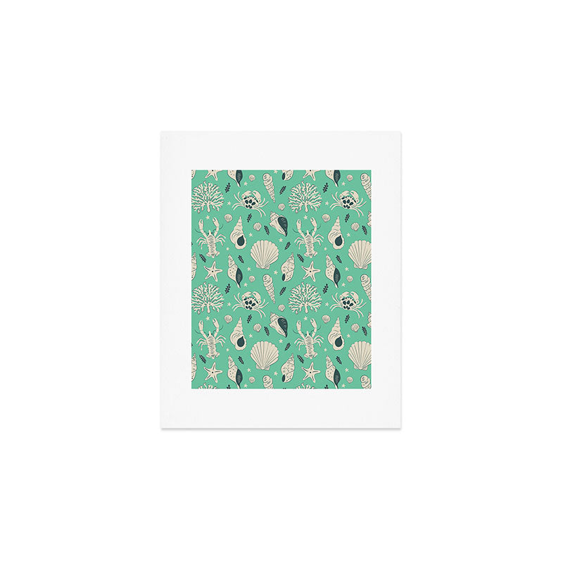 Ocean Crustaceans And Nautical Seashells Art Print Gallery Image 1