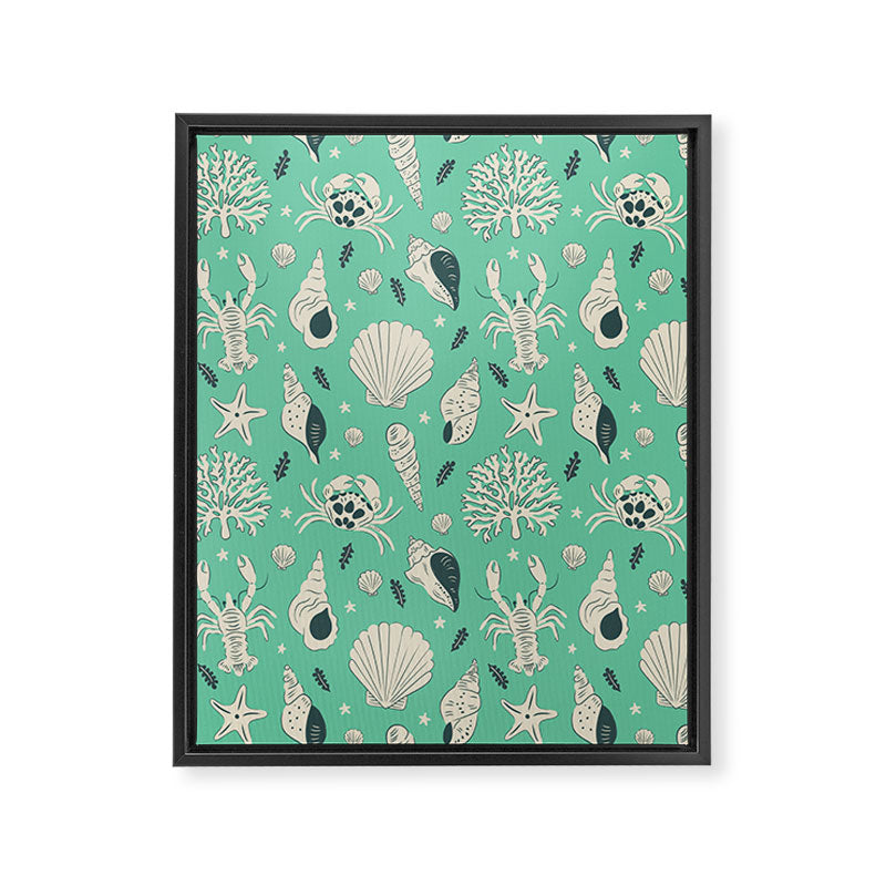 Ocean Crustaceans And Nautical Seashells Framed Canvas Print Gallery Image 8