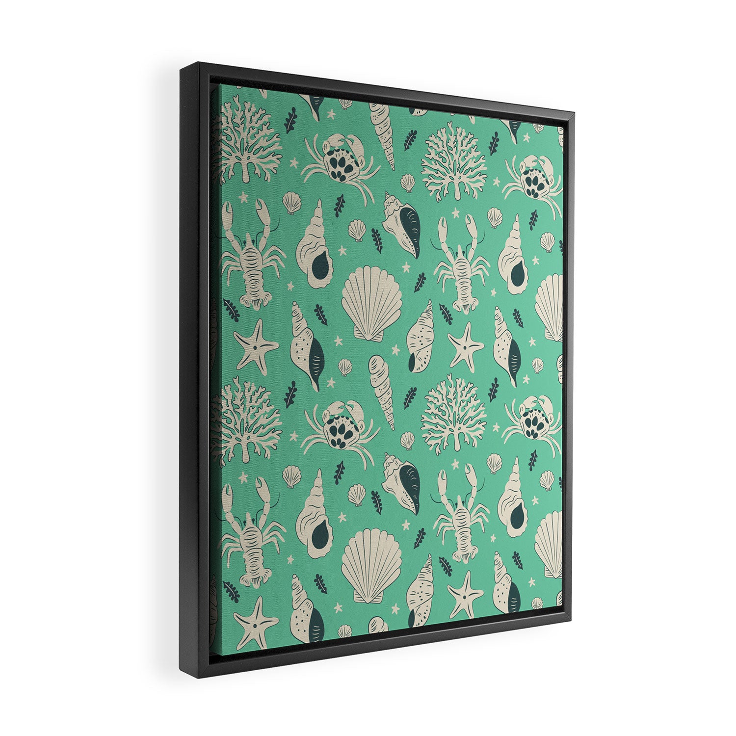 Ocean Crustaceans And Nautical Seashells Framed Canvas Print Gallery Image 2
