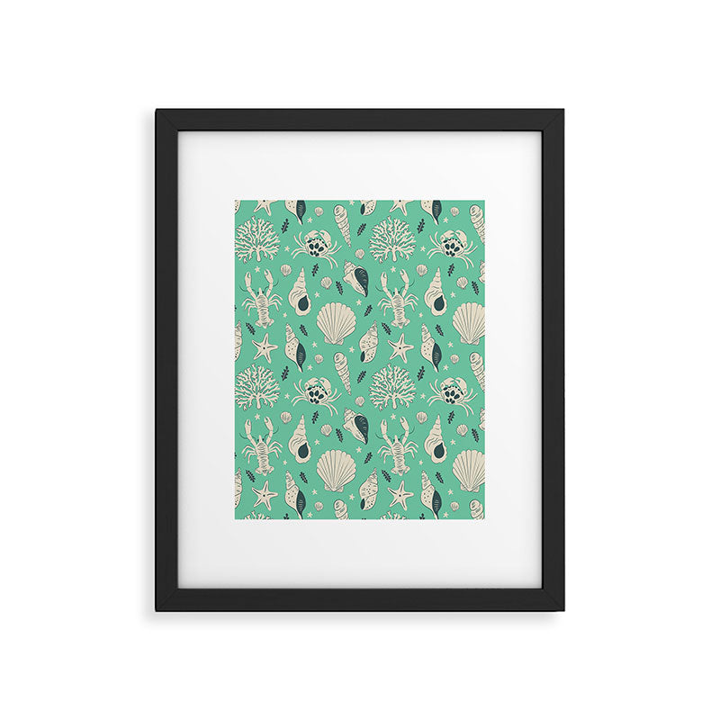 Ocean Crustaceans And Nautical Seashells Framed Art Print Gallery Image 6