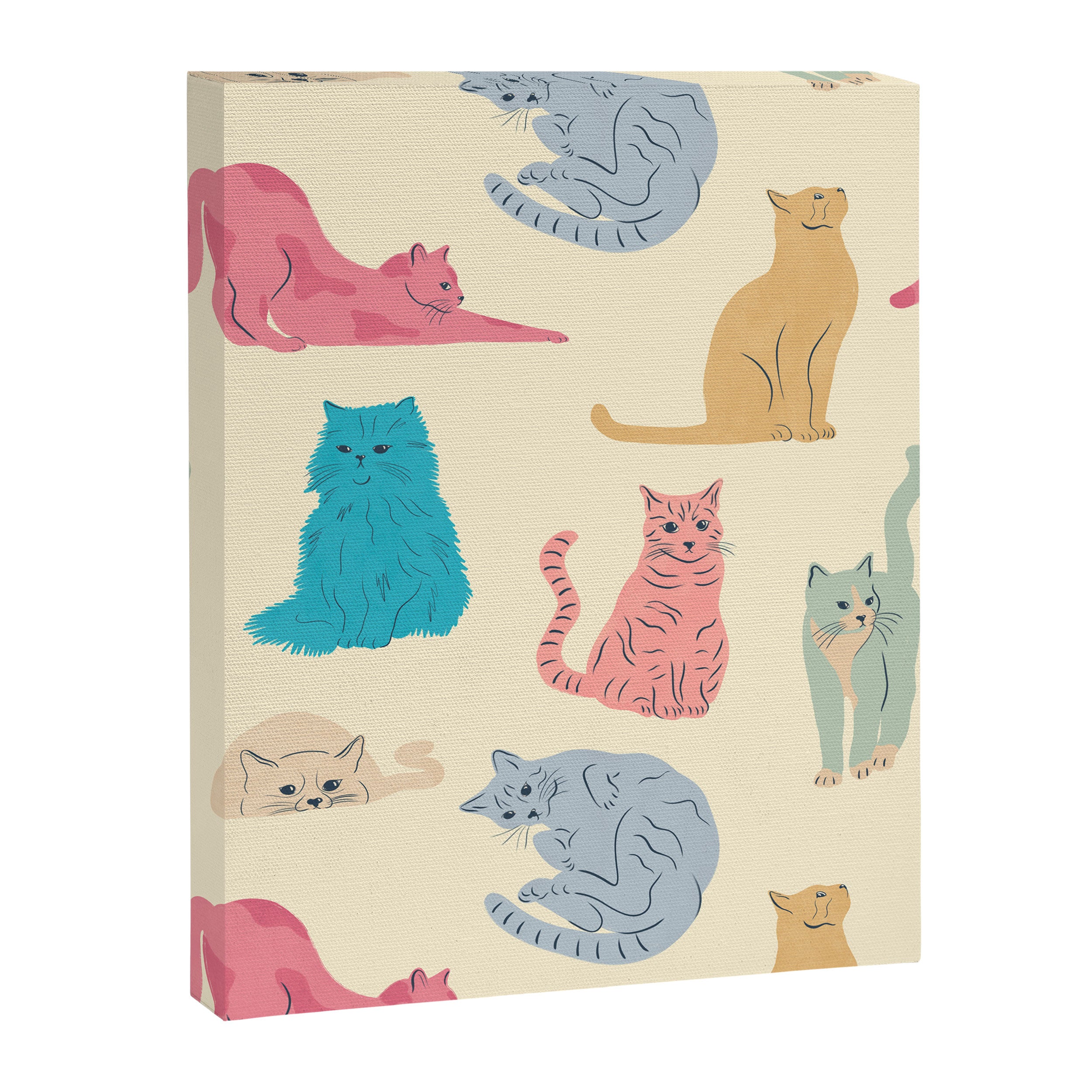 Pastel Cats Pattern Canvas Print Gallery Image 8