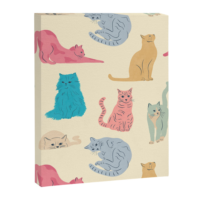 Pastel Cats Pattern Canvas Print Gallery Image 1