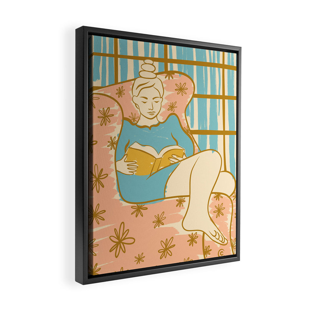 Portrait of a Woman Reading - Quiet Time 1 Framed Canvas Print Gallery Image 2