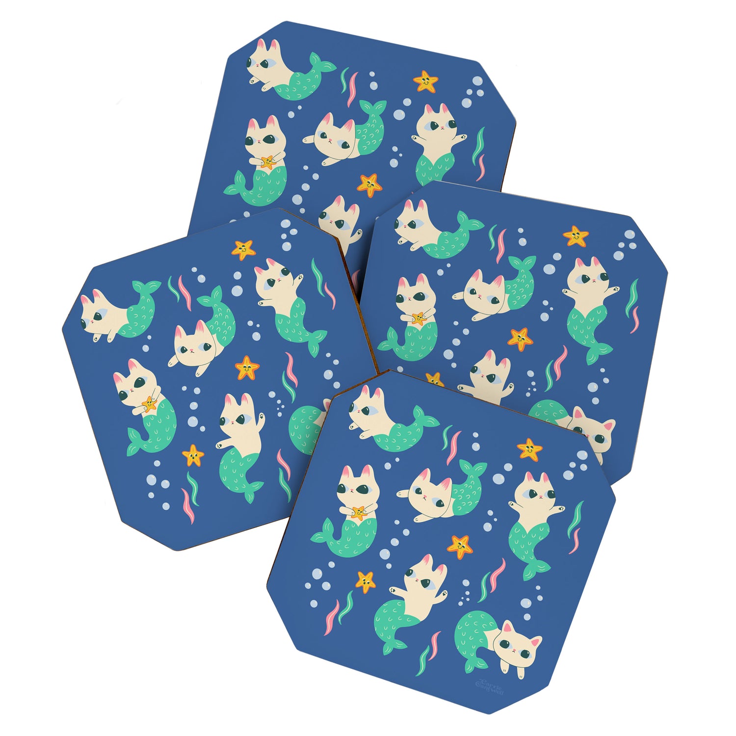 Pretty Purrmaids - Cat Mermaids Coaster Gallery Image 1