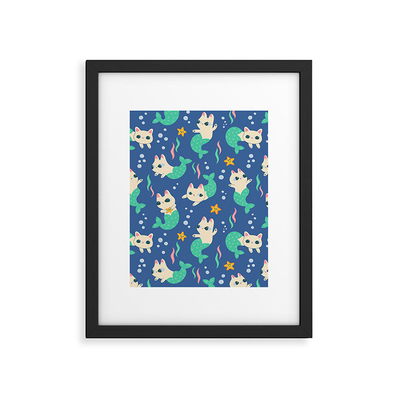 Pretty Purrmaids - Cat Mermaids Framed Art Print Gallery Image 6