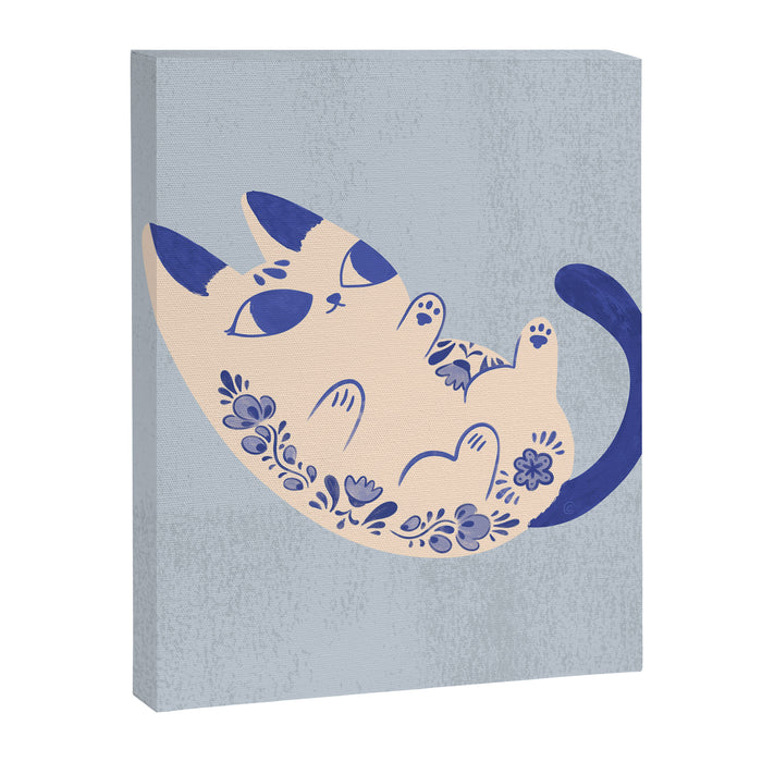 Purrcelin Cat Butt - Charming Delft Pottery Kitty Canvas Print Gallery Image 1