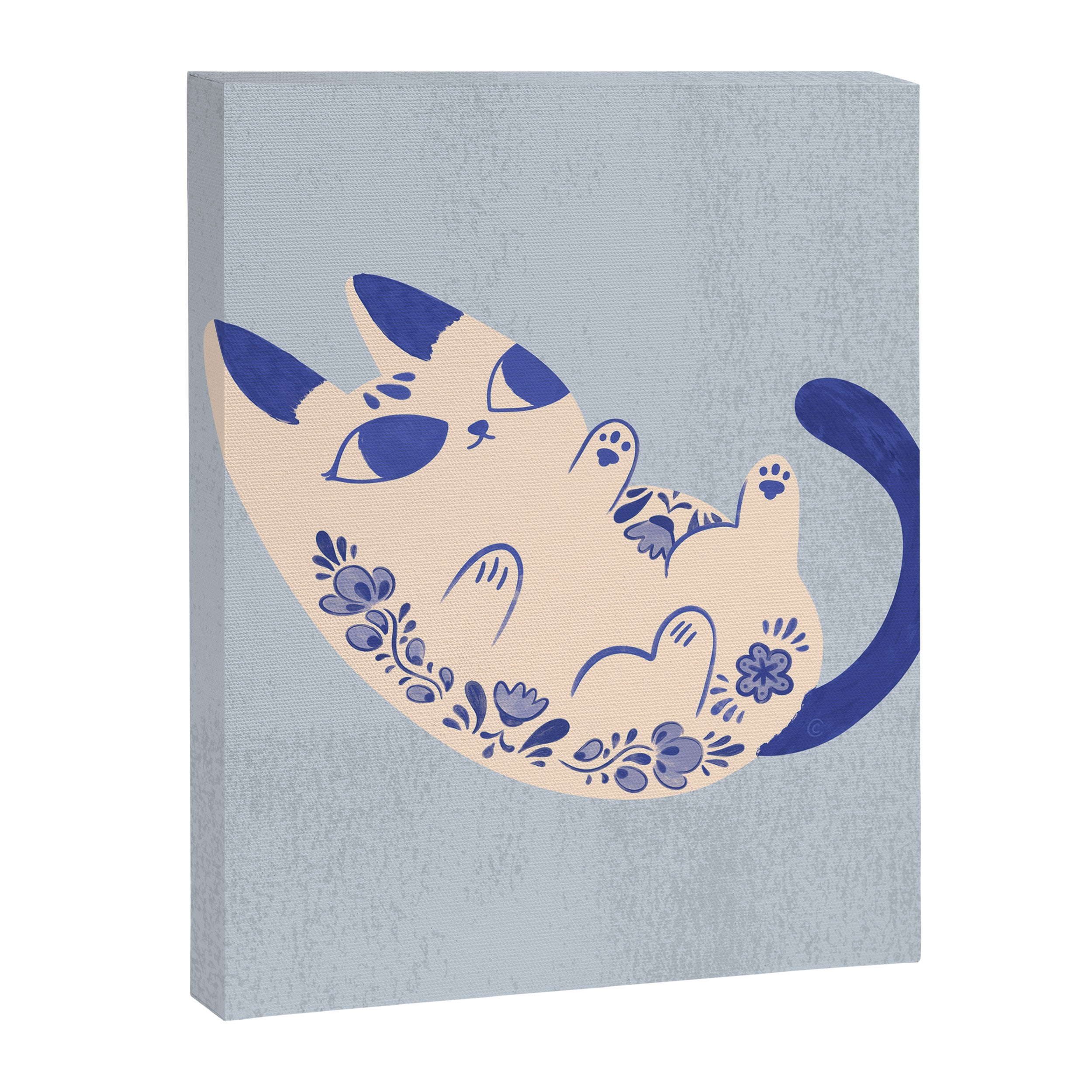 Purrcelin Cat Butt - Charming Delft Pottery Kitty Canvas Print Gallery Image 8