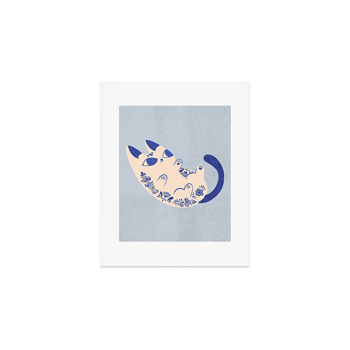 Purrcelin Cat Butt - Charming Delft Pottery Kitty Art Print Gallery Image 1
