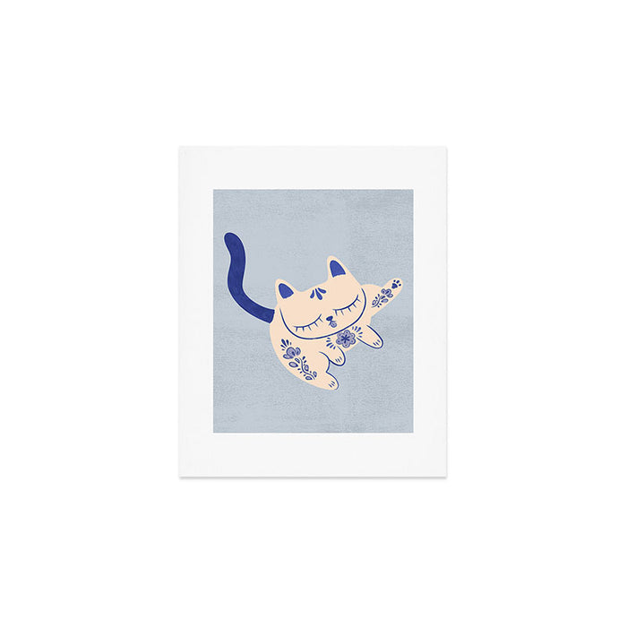 Purrcelin Cat Butt - Delft Porcelain Kitty Art Print Gallery Image 1